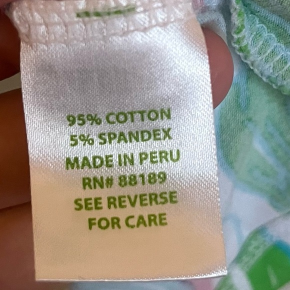 Lilly Pulitzer Floral Top Cotton Blend 3/4 Sleeves Green Pink Blue Classic Small - Picture 8 of 8